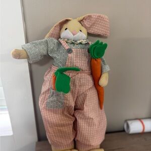 Adorable Bunny Plush with Pink Overalls